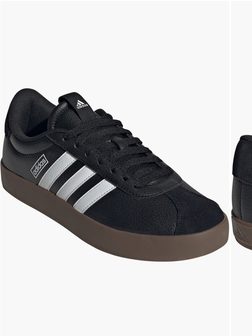 adidas Black Sneakers with Silver Stripes and Brown Sole